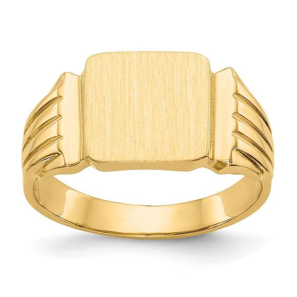 14k Yellow Gold 10.5x10.5mm Open Back Mens Signet Ring